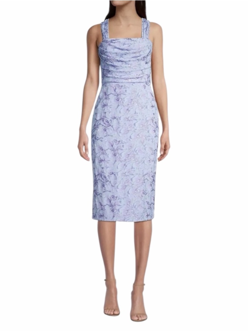Aidan Mattox Metallic Floral Jacquard Dress in Lilac Size 4 Sheath Sleeveless
